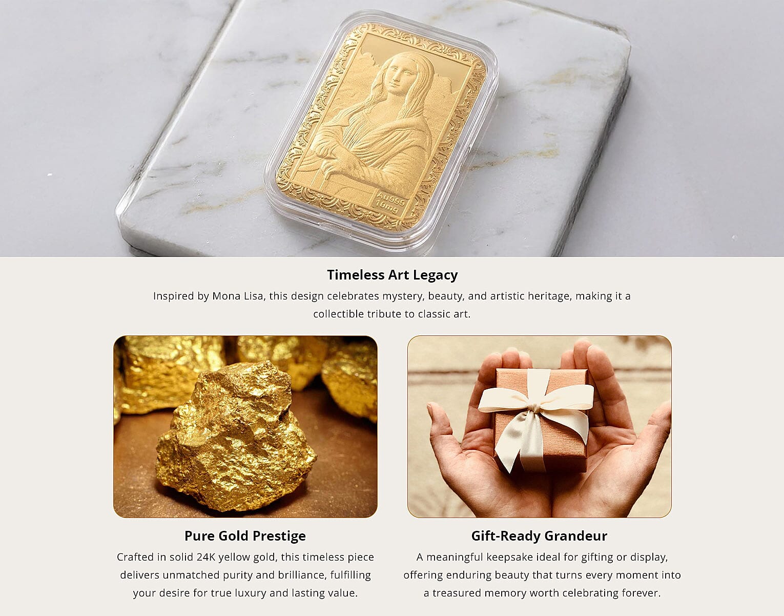 24K Golden Muse-The Mona Lisa Edition Emboss Sheet 31x45.5mm 10mg Banner