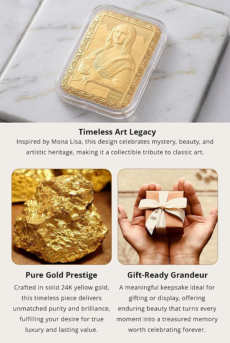 24K Golden Muse-The Mona Lisa Edition Emboss Sheet 31x45.5mm 10mg Banner