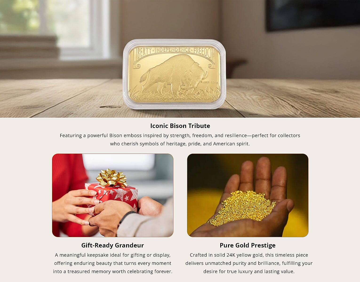 Doorbuster 24K Golden Bison Tribute Emboss Sheet 31x45.5mm 10mg Banner