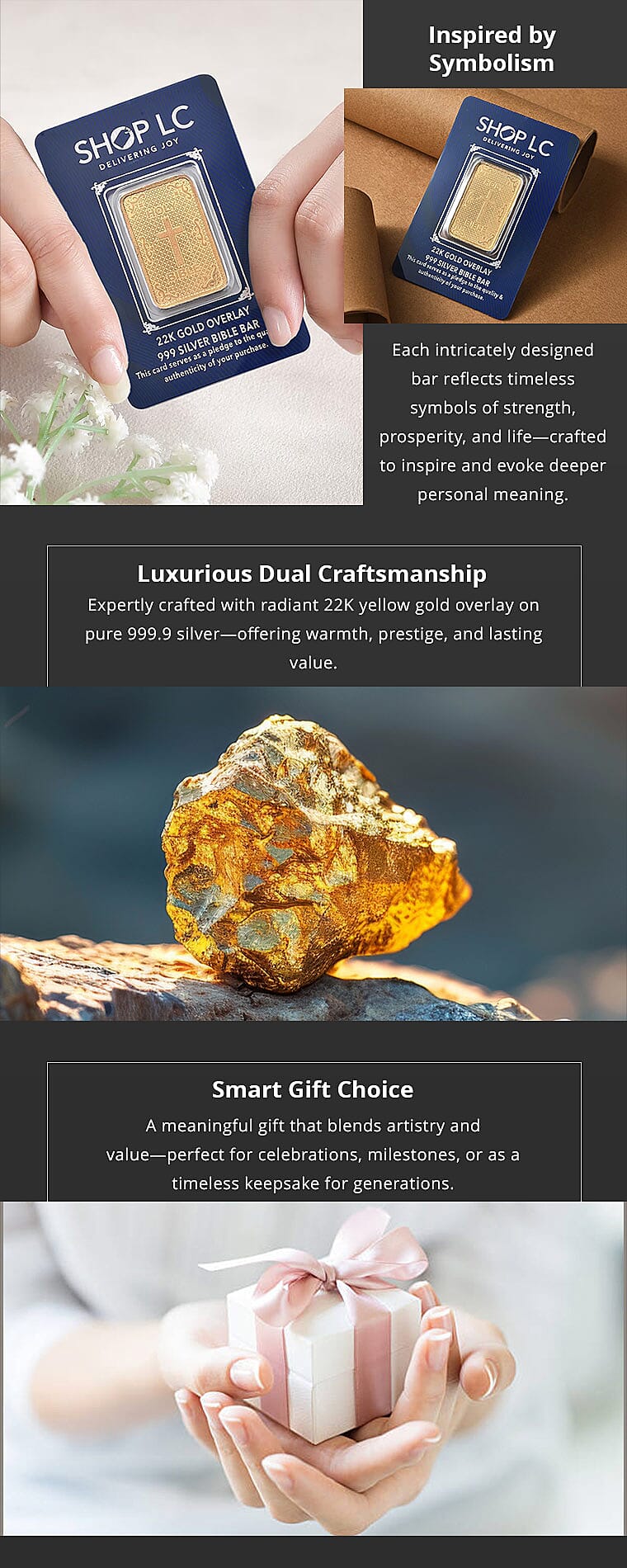 22K Gold Over 999.9 Fine Silver Holy Bible Bar Banner