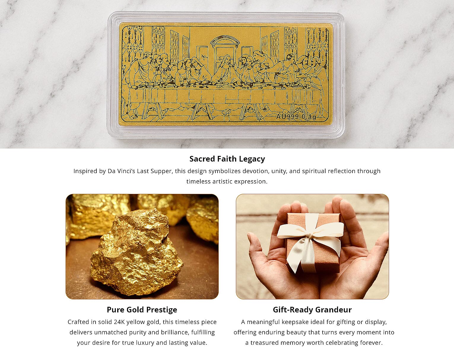 24K Gold The Vinci's Last Supper Emboss Sheet 55x30mm 100mg Banner