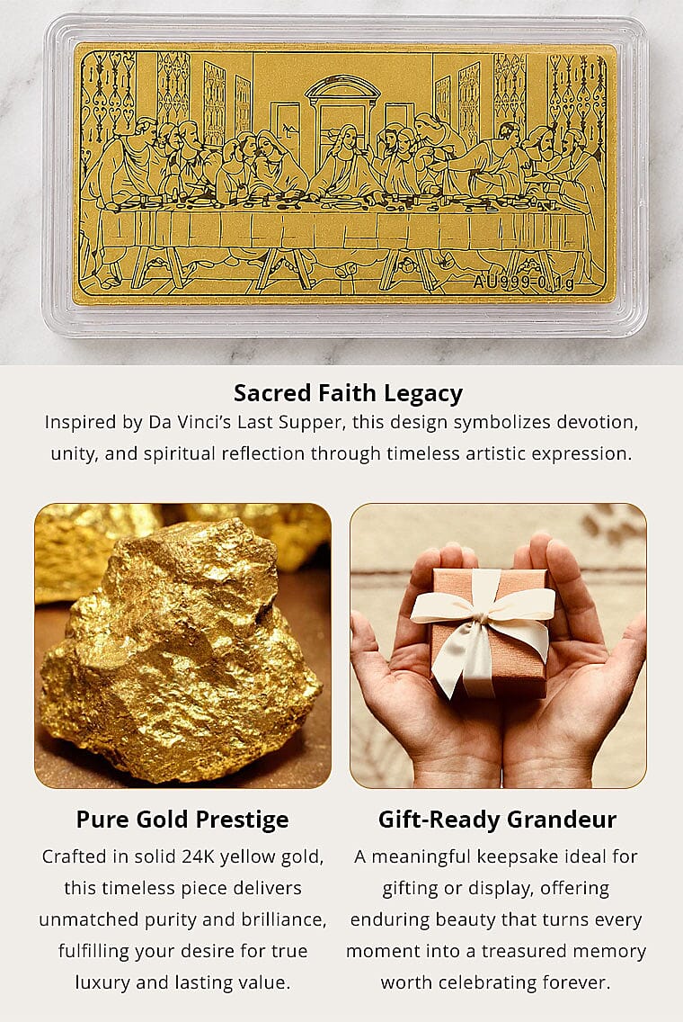 24K Gold The Vinci's Last Supper Emboss Sheet 55x30mm 100mg Banner