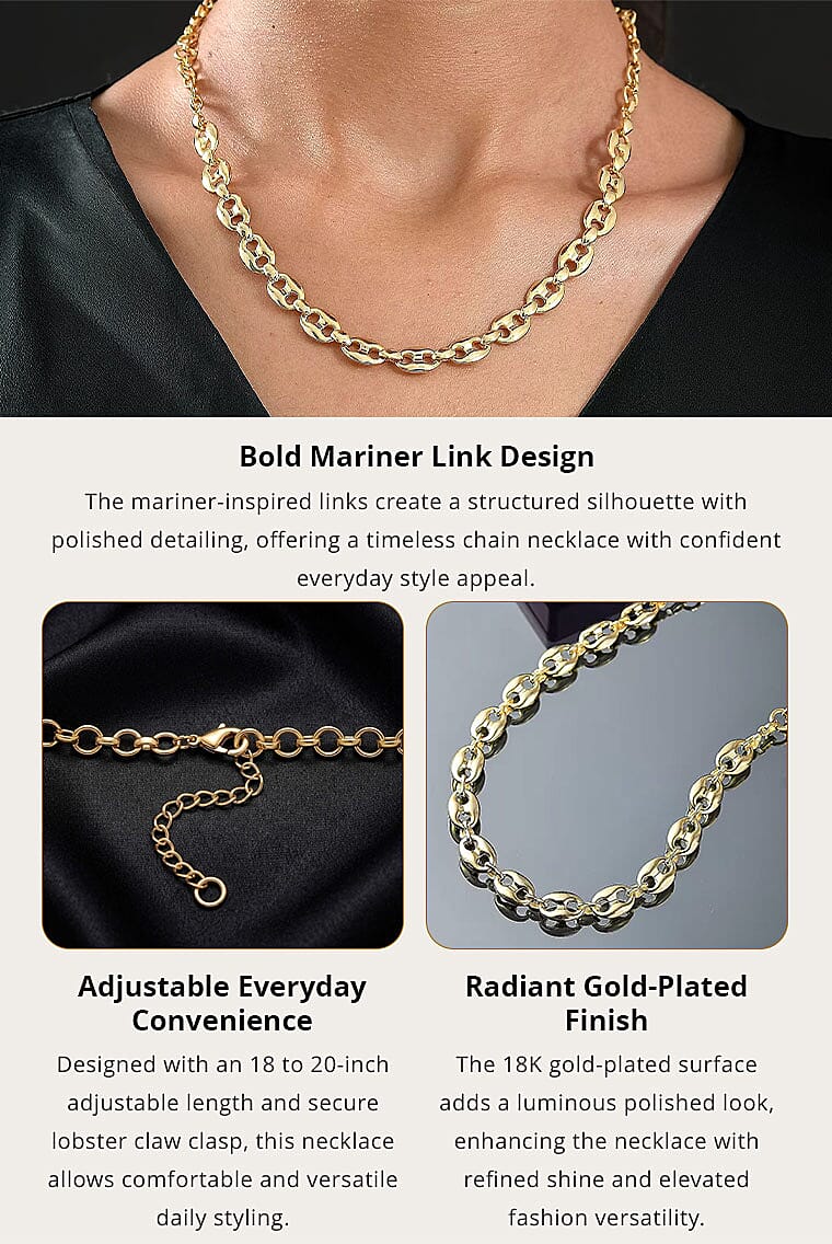 EverTrue Bronzella Collection Mariner Link Necklace in 18K YG Plated Bronze 18-20 Inches Banner