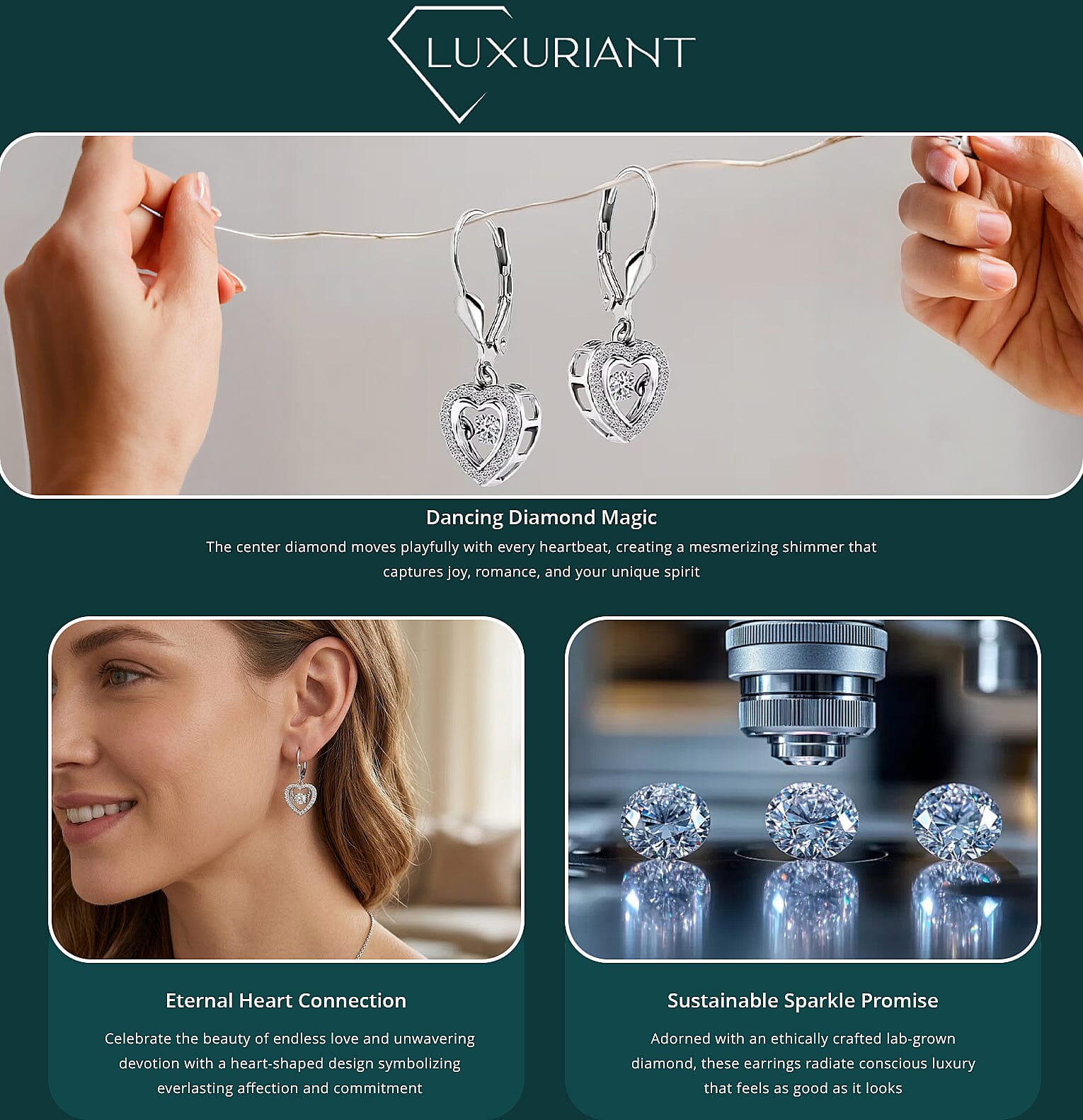 120 Facet Moissanite (Rnd 6.5mm) Trilogy Ring , Pendant without Chain and Stud Earrings Jewelry Set For Women in Vermeil YG Over Sterling Silver 6.20 ctw Banner