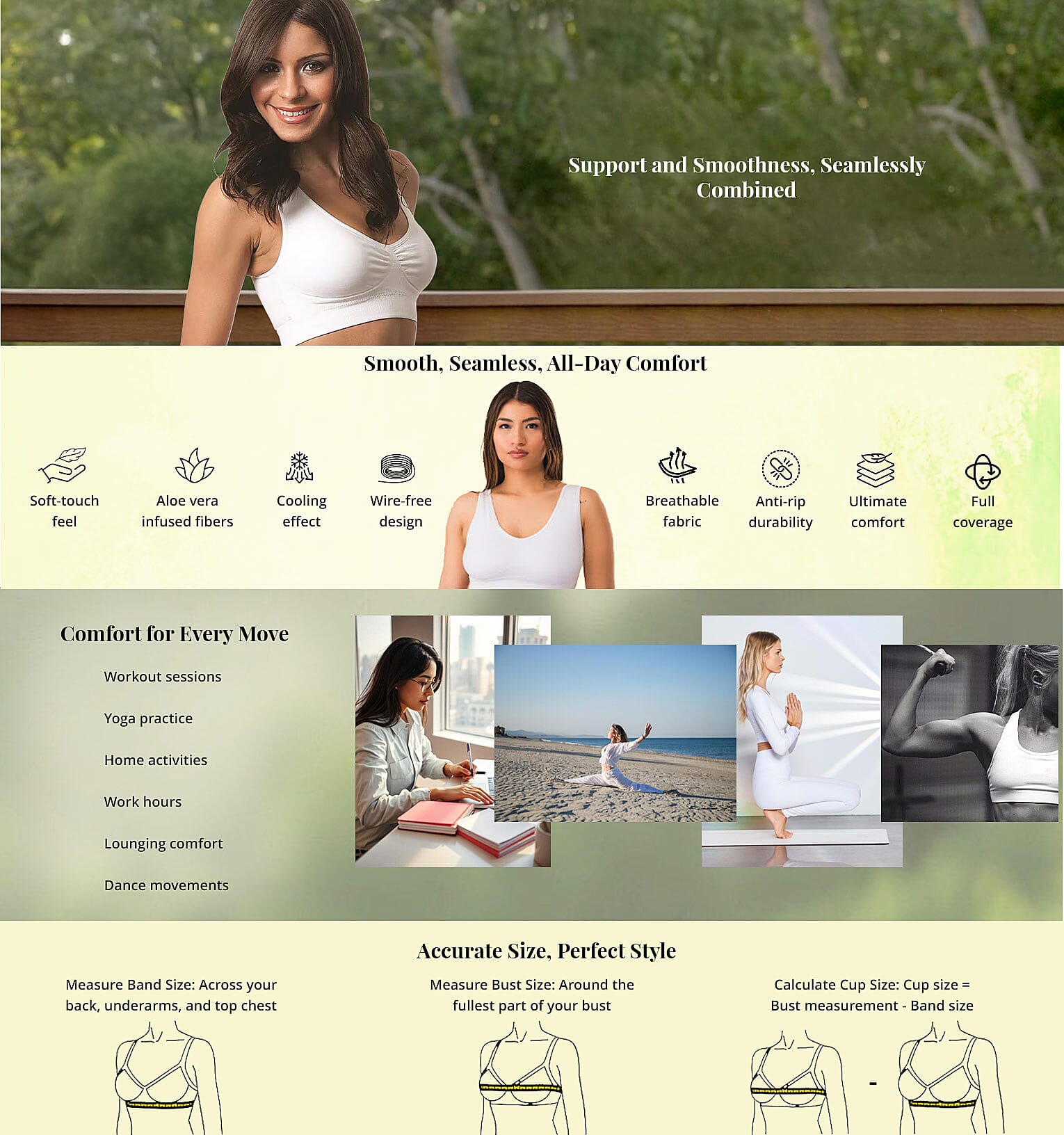 White Set of 3 Dream by Genie Smoothing Seamless Bra – Large Banner