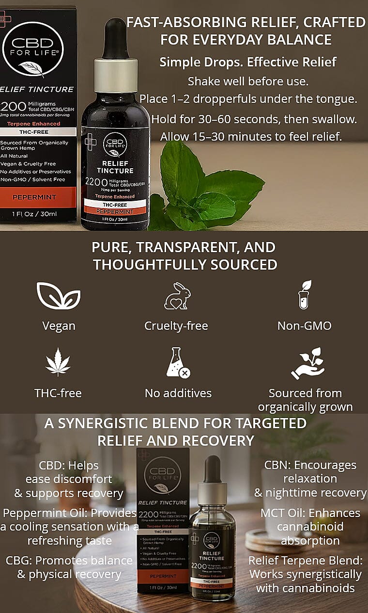CBD For Life Pain Relief Tincture Banner