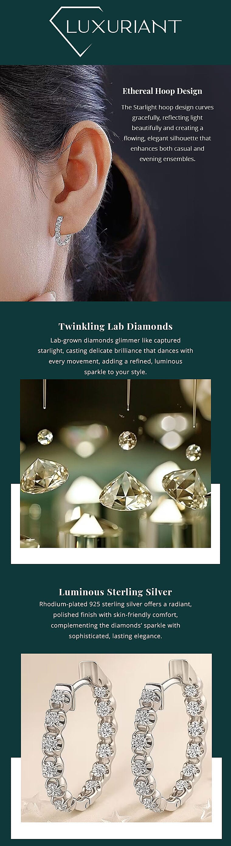 Luxuriant Lab Grown Diamond G-H SI 1.00 ctw Starlight Hoop Earrings in Rhodium Over Sterling Silver Banner