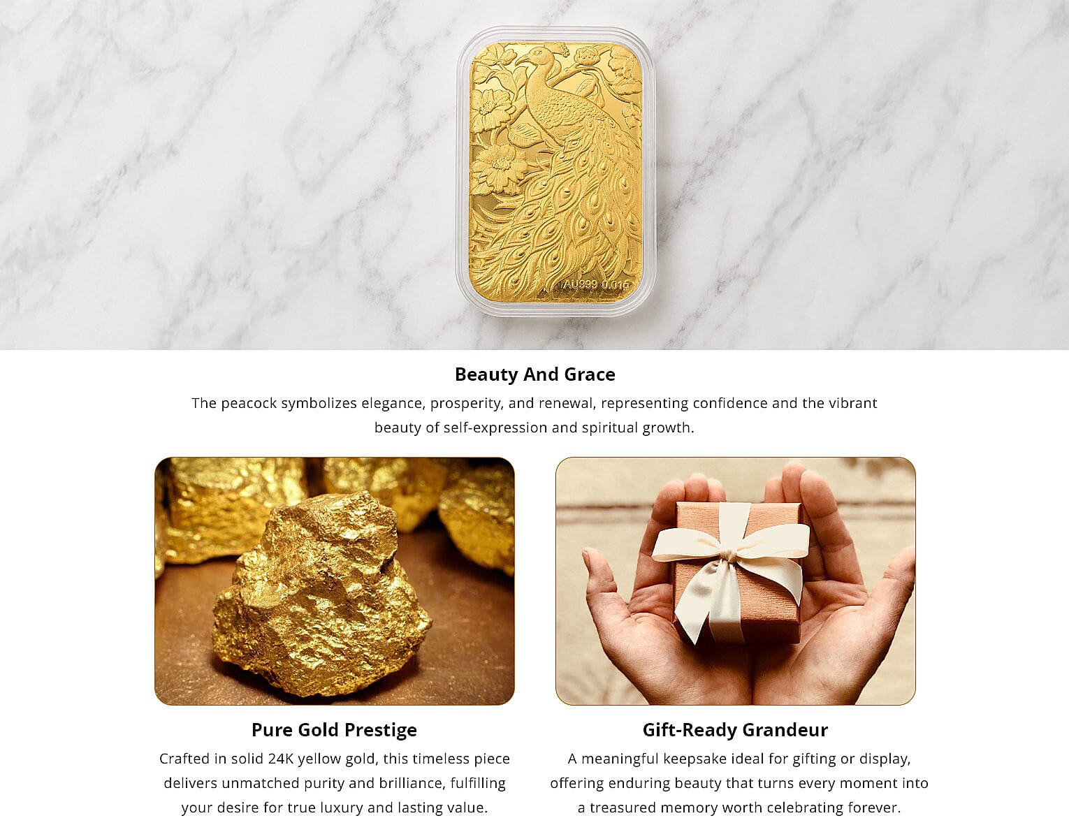 24K Yellow Gold Peacock Embossed Sheet 10mg Banner