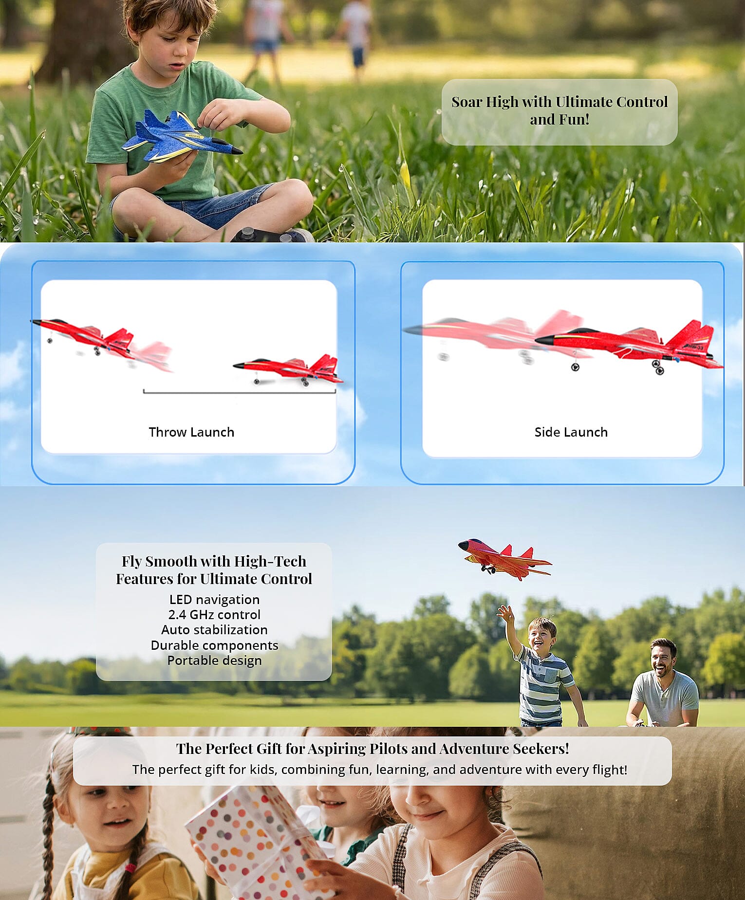 Livmore Blue Remote Control Foam RC Airplane Toy Banner
