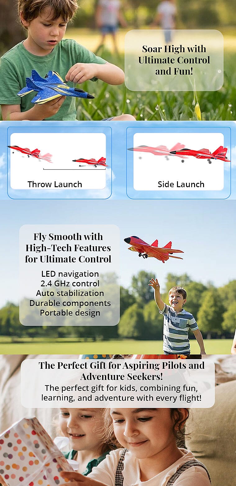 Livmore Blue Remote Control Foam RC Airplane Toy Banner