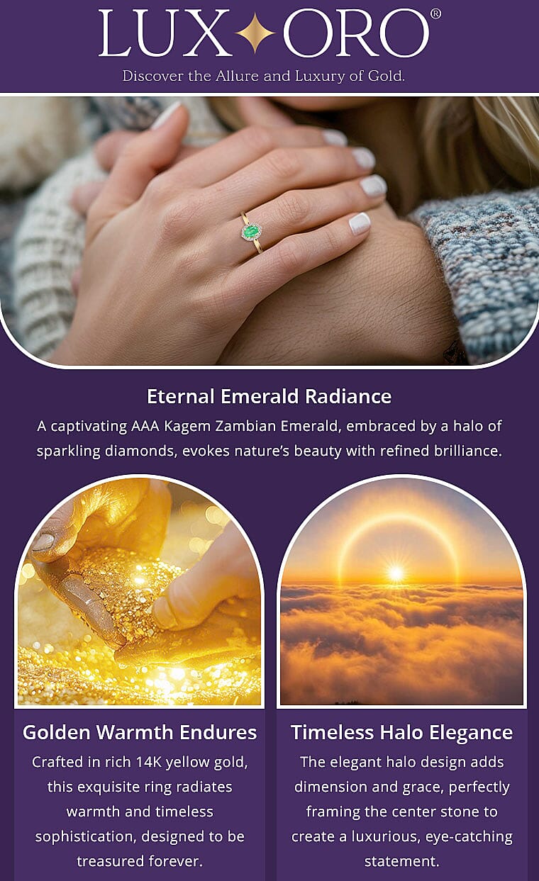 Luxoro AAA Kagem Zambian Emerald and G-H I2 Diamond 1.00 ctw Ring Banner