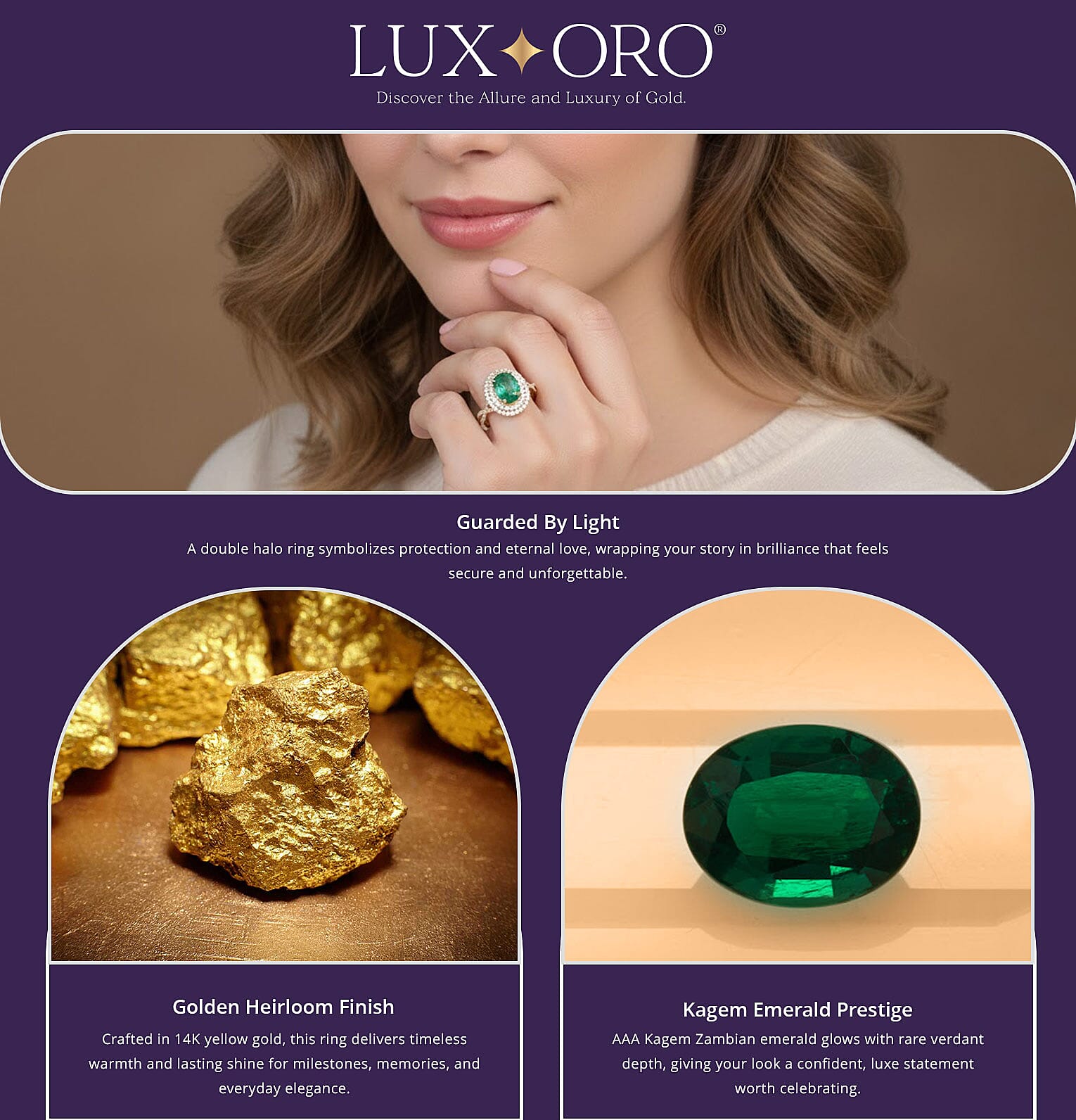 Luxoro AAA Kagem Zambian Emerald and G-H I2 Diamond 2.30 ctw Ring Banner