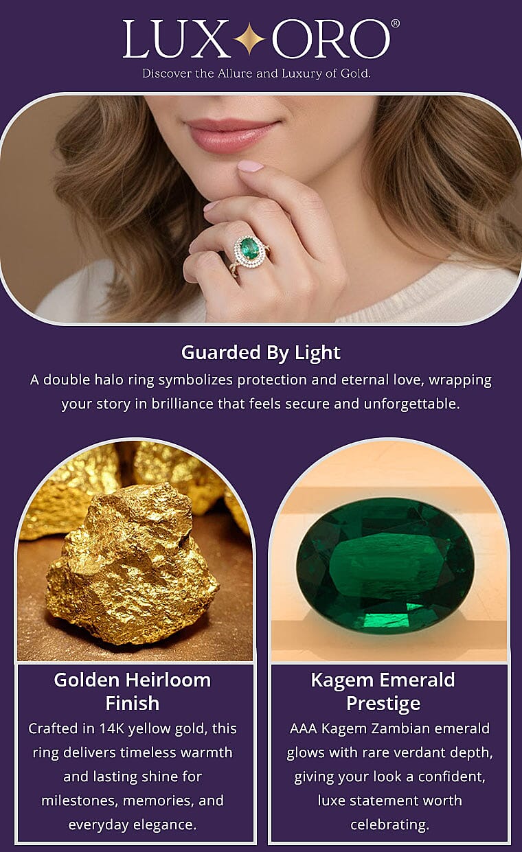 Luxoro AAA Kagem Zambian Emerald and G-H I2 Diamond 2.30 ctw Ring Banner