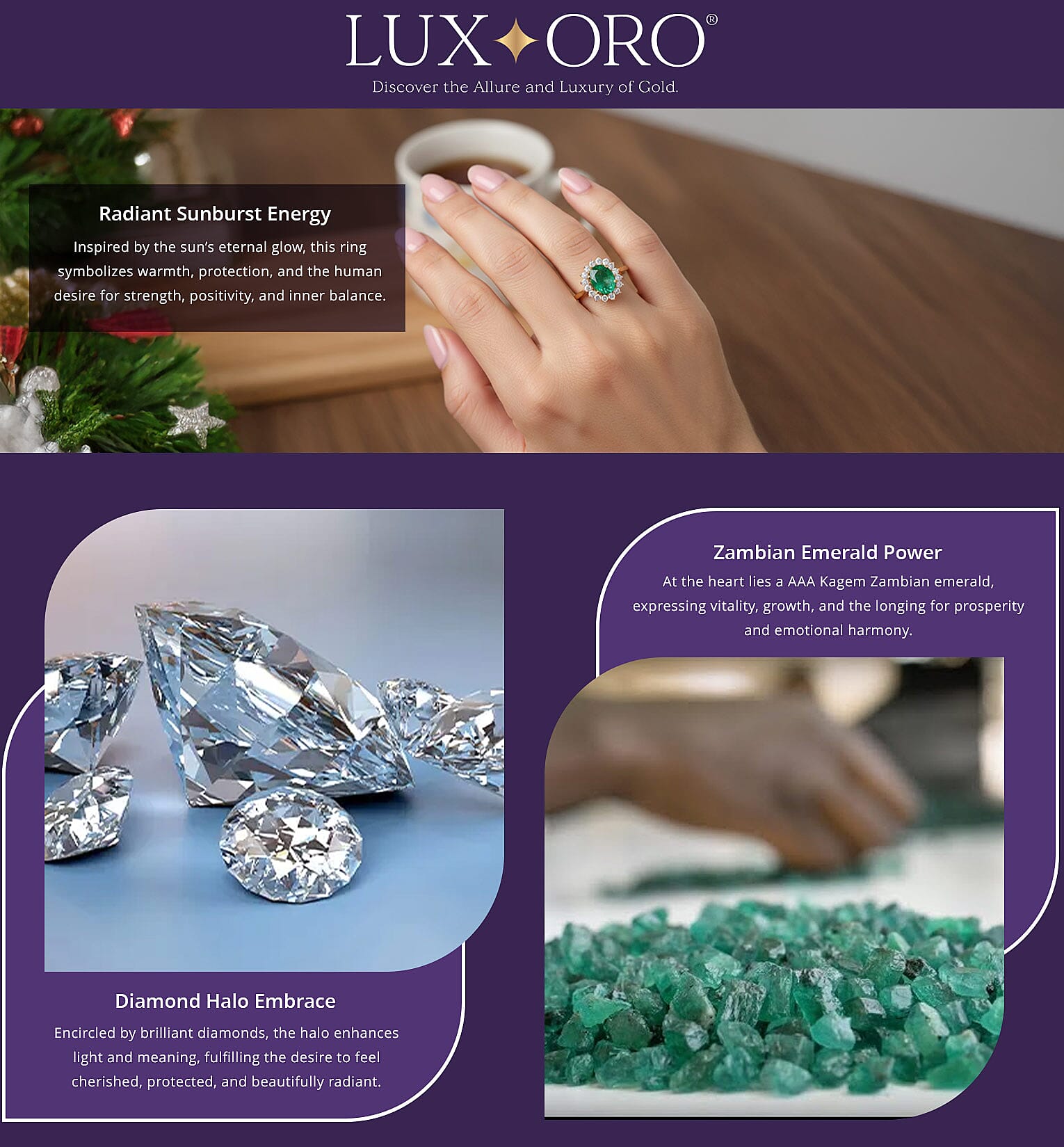 Luxoro AAA Kagem Zambian Emerald and G-H I2 Diamond 2.18 ctw Ring in 14K Yellow Gold (Del. In 10-15 Days) Banner