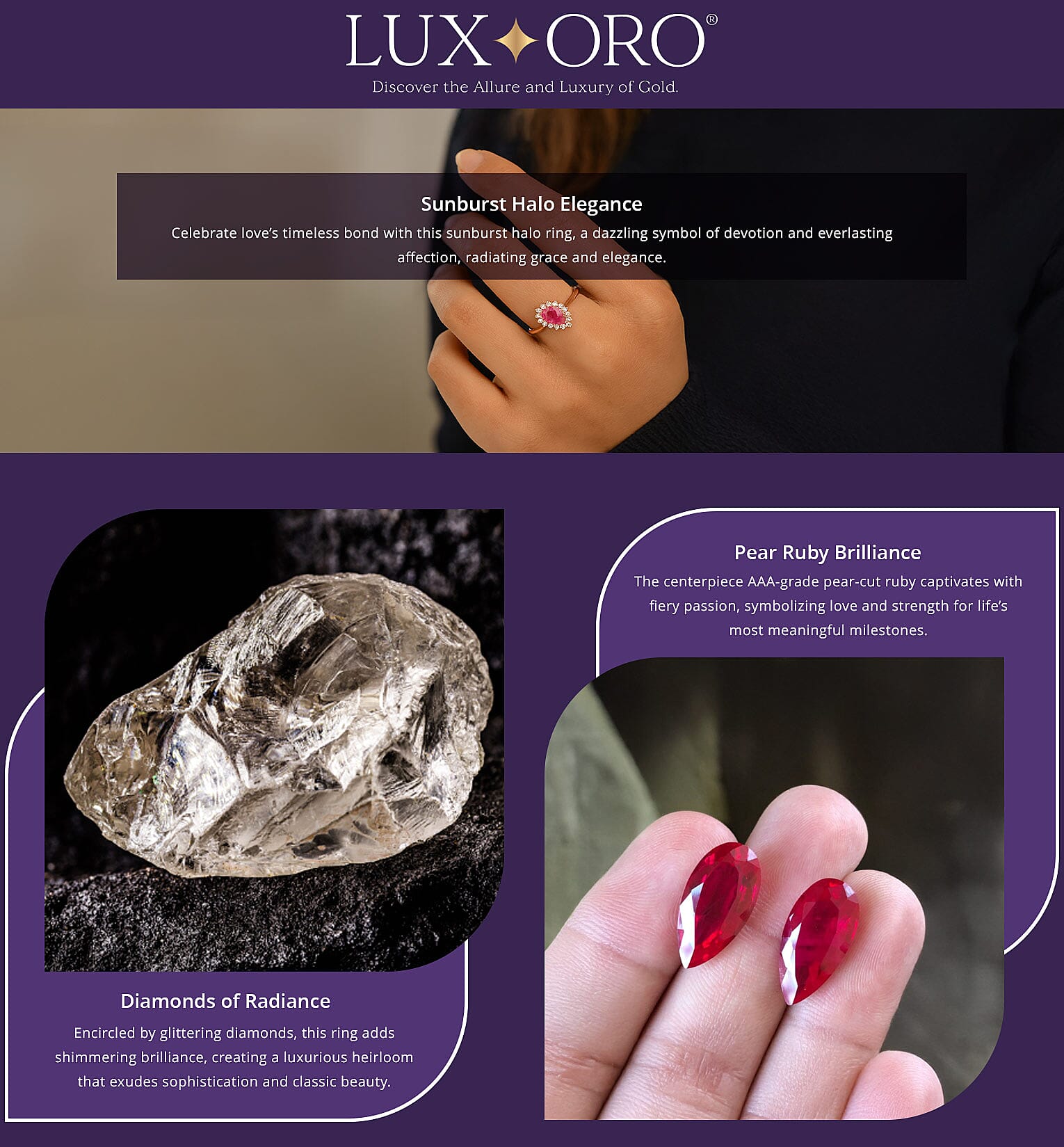 Luxoro AAA Mozambique Ruby and G-H I2 Diamond 1.38 ctw Ring in 14K Yellow Gold (Del. In 10-15 Days) Banner