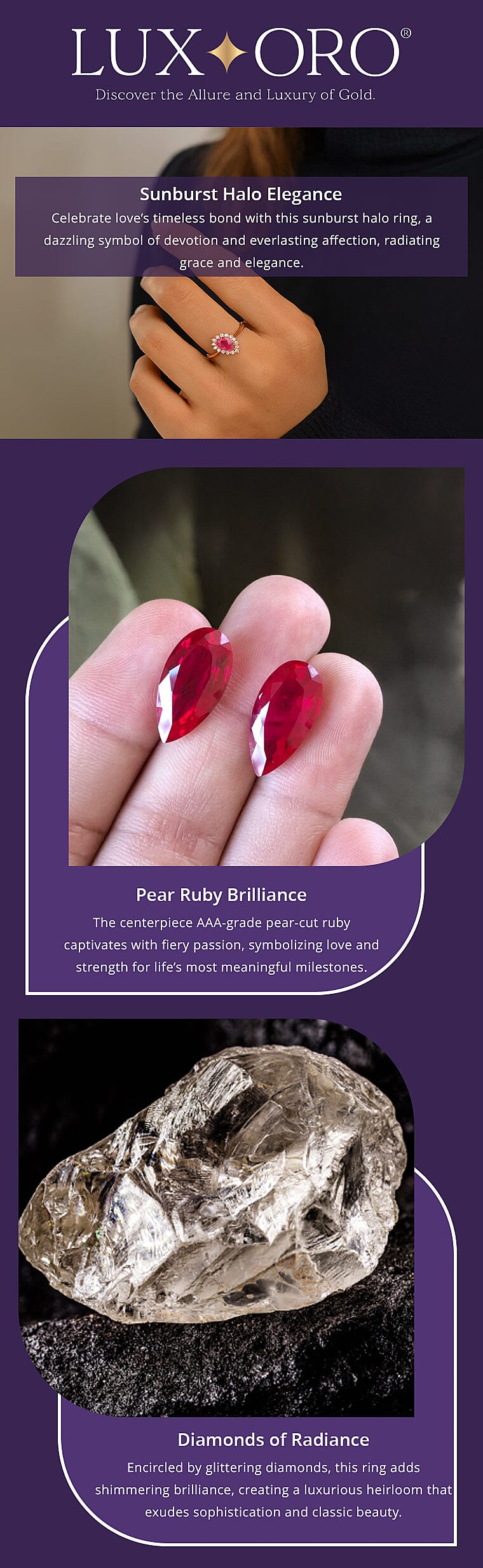 Luxoro AAA Mozambique Ruby and G-H I2 Diamond 1.38 ctw Ring in 14K Yellow Gold (Del. In 10-15 Days) Banner