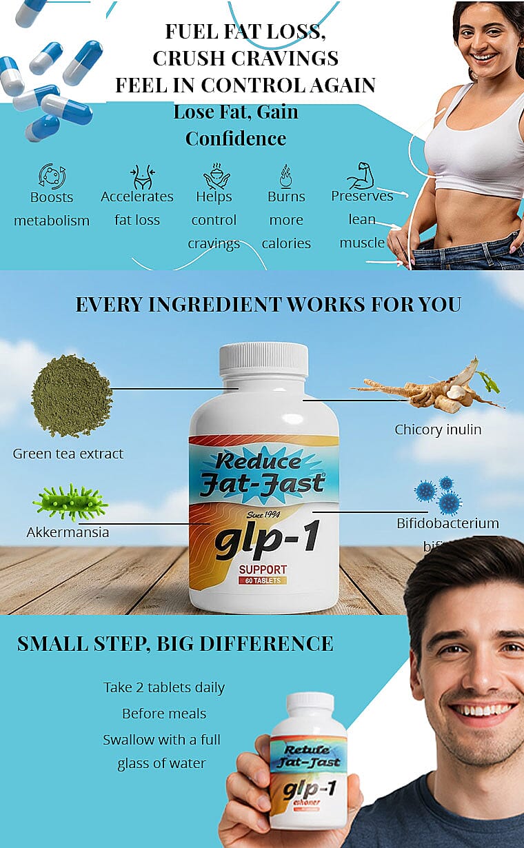 Reduce Fat Fast GLP-1 Support Dietary Supplement (60 Tablets) Banner