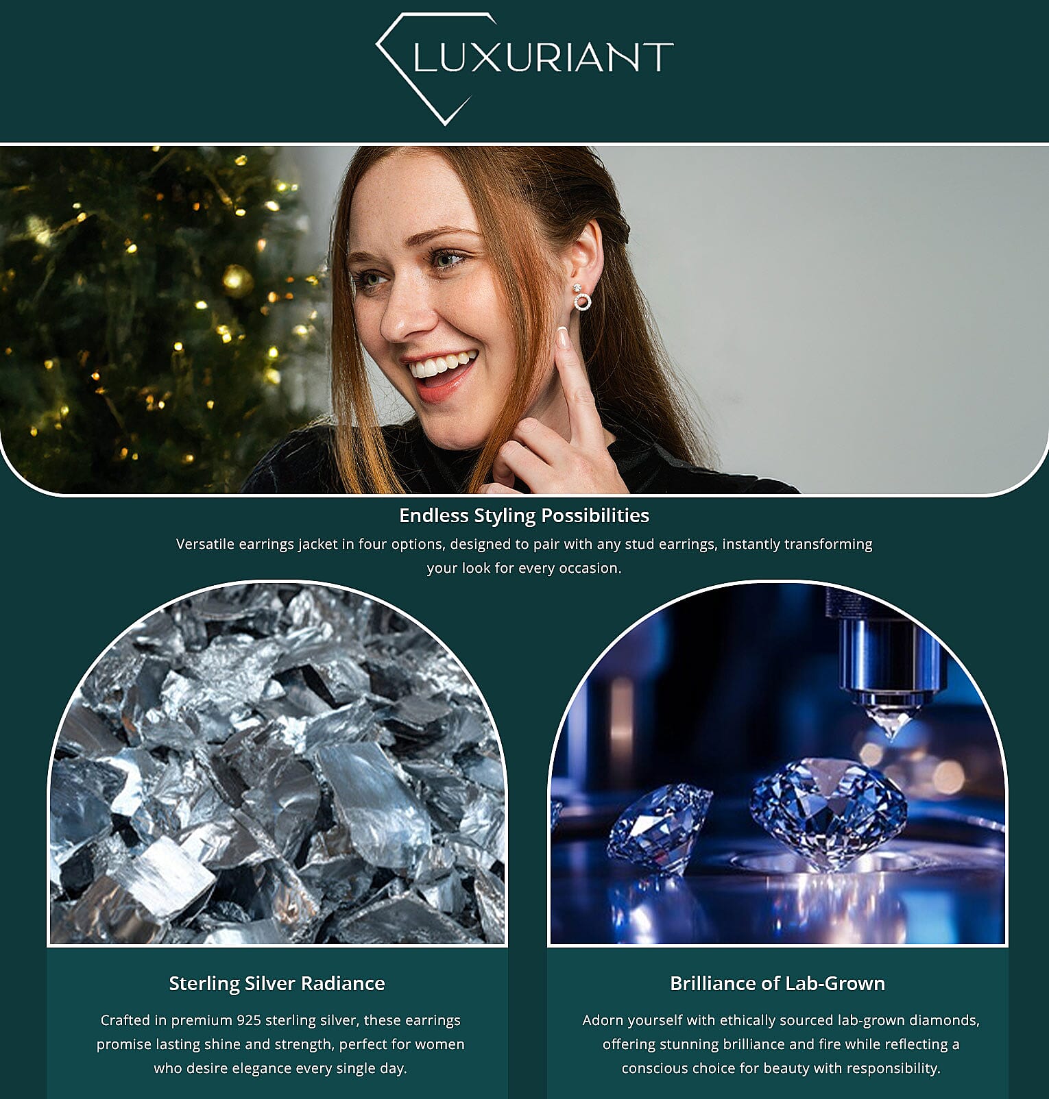 Luxuriant Lab Grown Diamond G-H SI 0.50 ctw Earrings Jacket in Rhodium Over Sterling Silver Banner