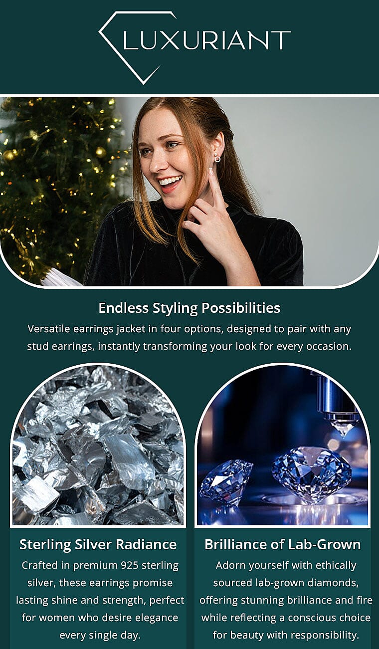 Luxuriant Lab Grown Diamond G-H SI 0.50 ctw Earrings Jacket in Rhodium Over Sterling Silver Banner