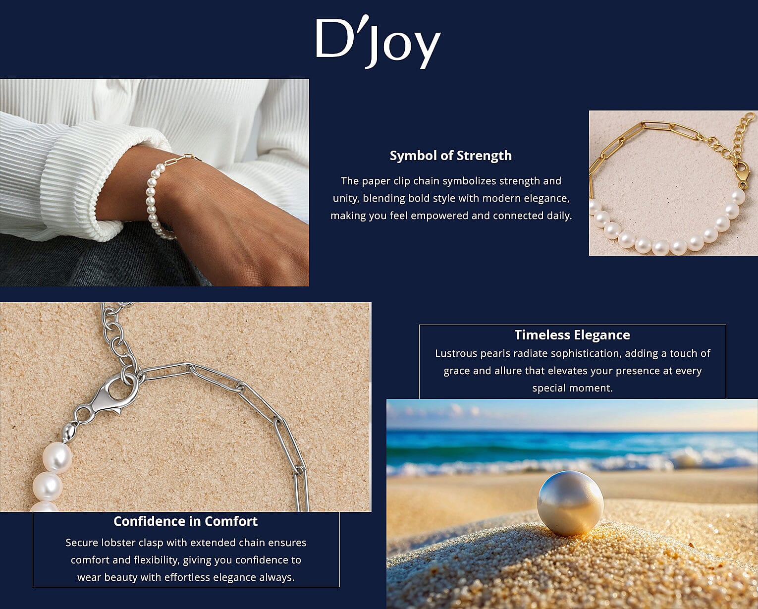D'Joy Pearl Fancy Bracelet in Rhodium Over Sterling Silver (6.50 In) Banner