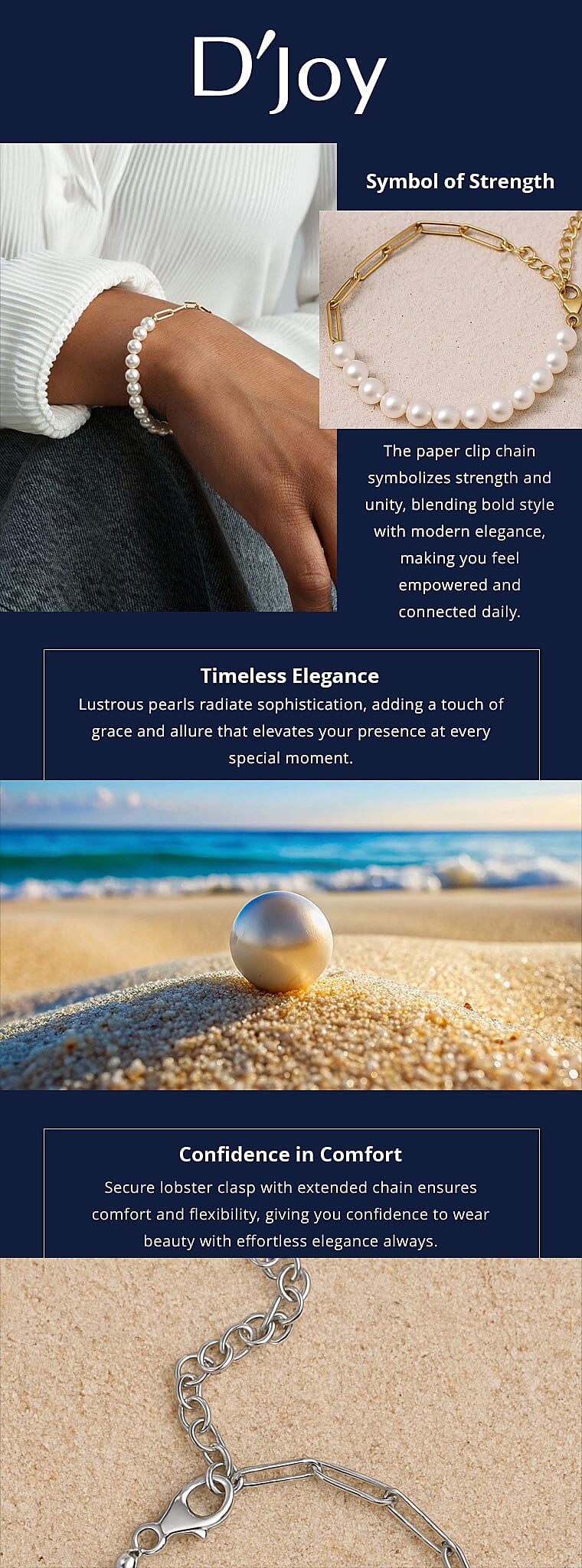 D'Joy Pearl Fancy Bracelet in Rhodium Over Sterling Silver (6.50 In) Banner