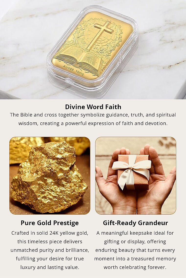 Bible & Cross 24k Gold Embossed Sheet 10mg Banner