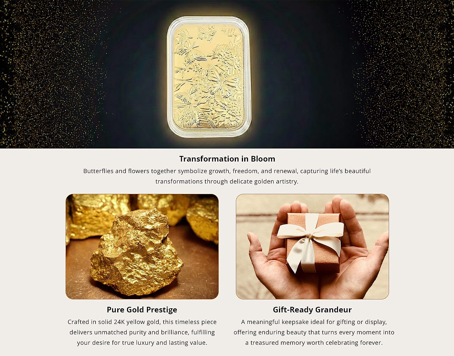 24K Gold Butterfly Family with Rose Embossed Sheet 10mg (Del. in 10-12 Days) Banner