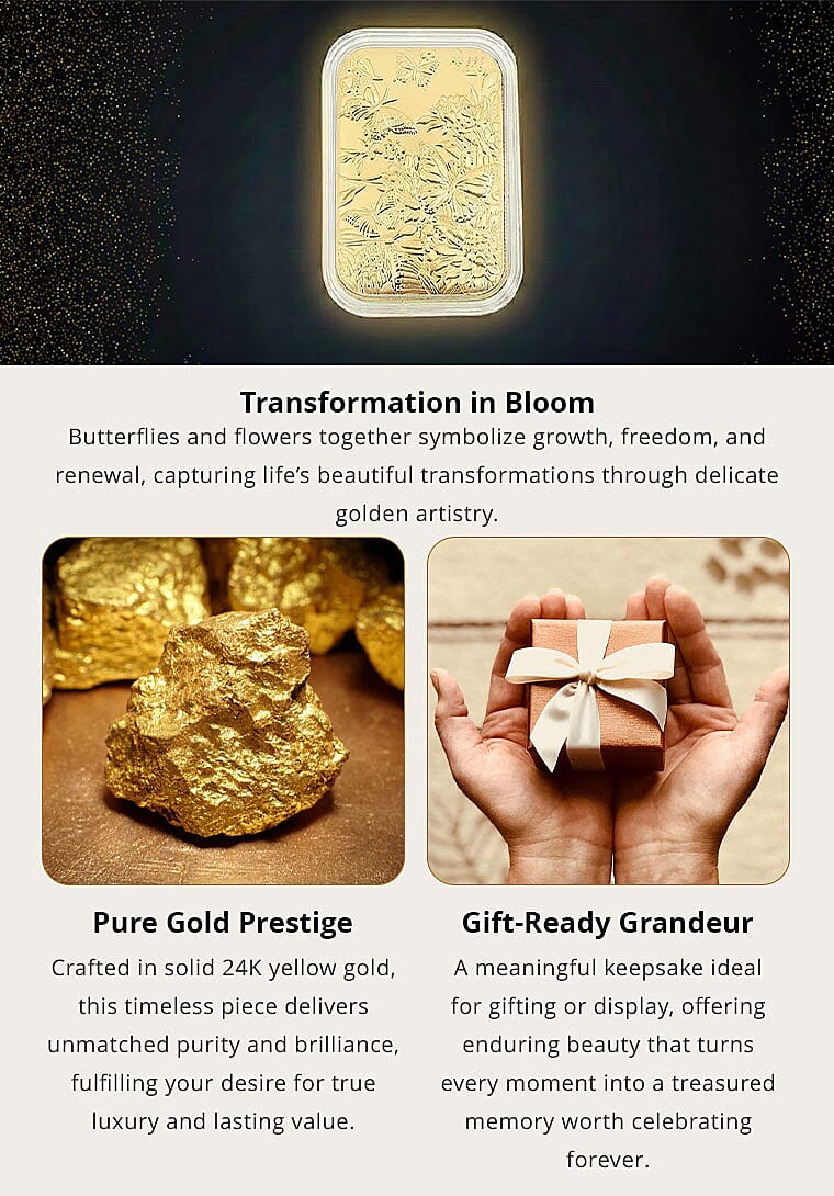 24K Gold Butterfly Family with Rose Embossed Sheet 10mg (Del. in 10-12 Days) Banner