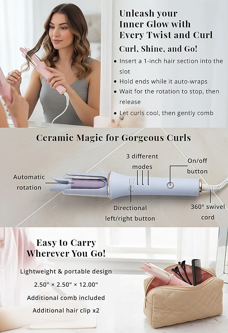 Hair Culer Curling Iron - Pink Banner