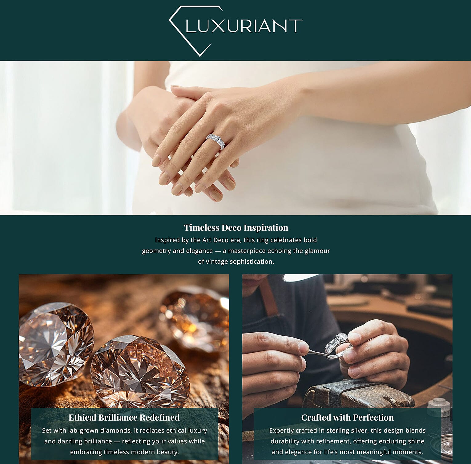 Luxuriant Lab Grown Diamond G SI 1.50 ctw Ring in Rhodium Over Sterling Silver Banner