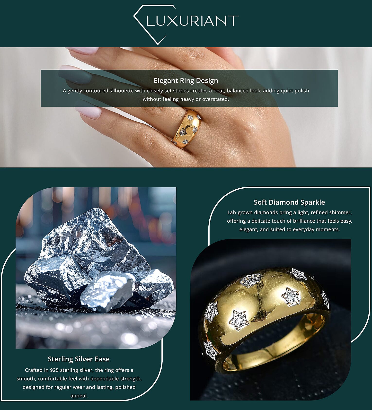 Luxuriant Lab Grown Diamond Ring in 14K Vermeil YG Over Sterling Silver 0.20 ctw Banner