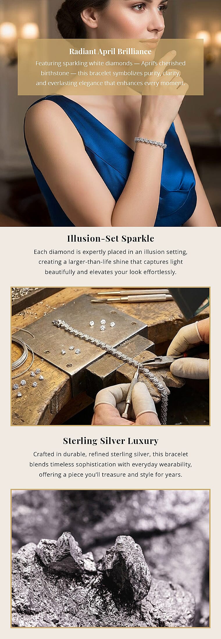 White Diamond 1.00 ctw Bracelet in Sterling Silver (7.25 In) Banner