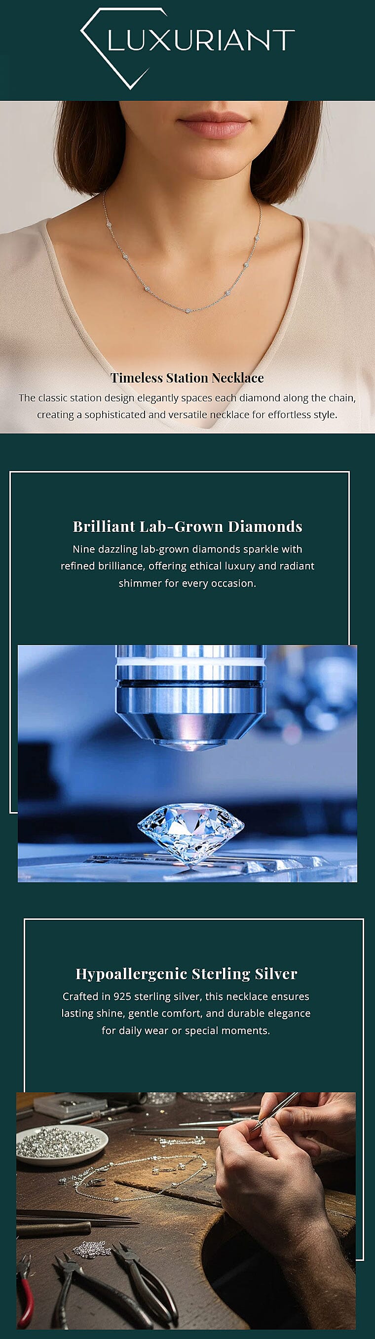 Luxuriant Lab Grown Diamond SI 1.00 ctw Station Necklace in Rhodium Over Sterling Silver 18 Inches Banner