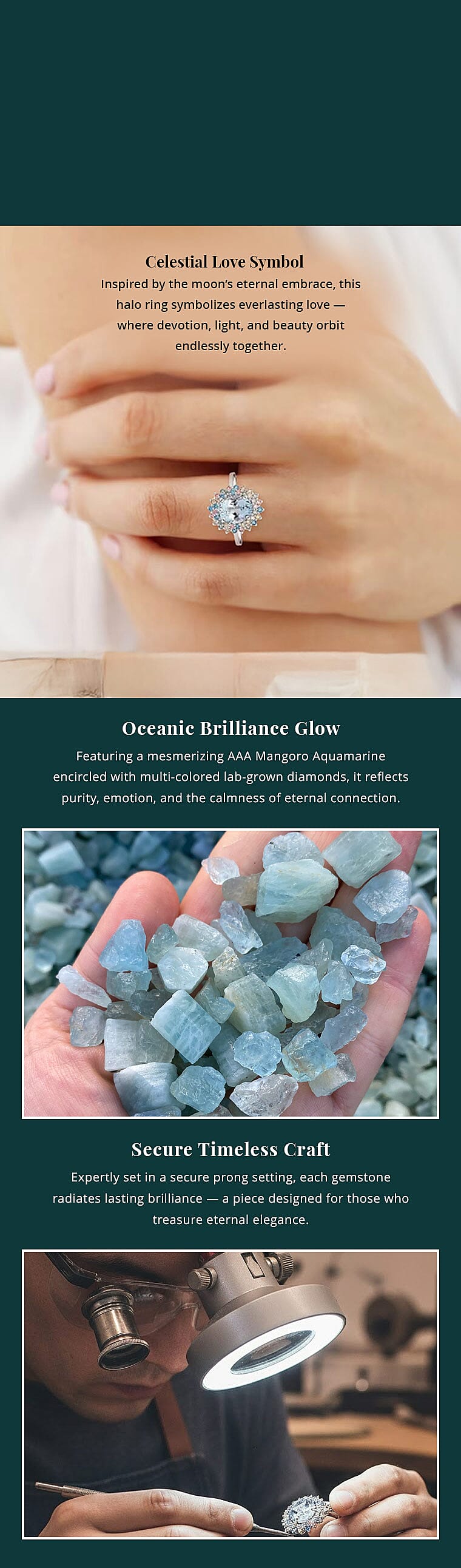 AAA Mangoro Aquamarine and SI Luxuriant Lab Grown Multi Diamond 2.90 ctw Aurora Blossom Ring in Rhodium Over Sterling Silver Banner