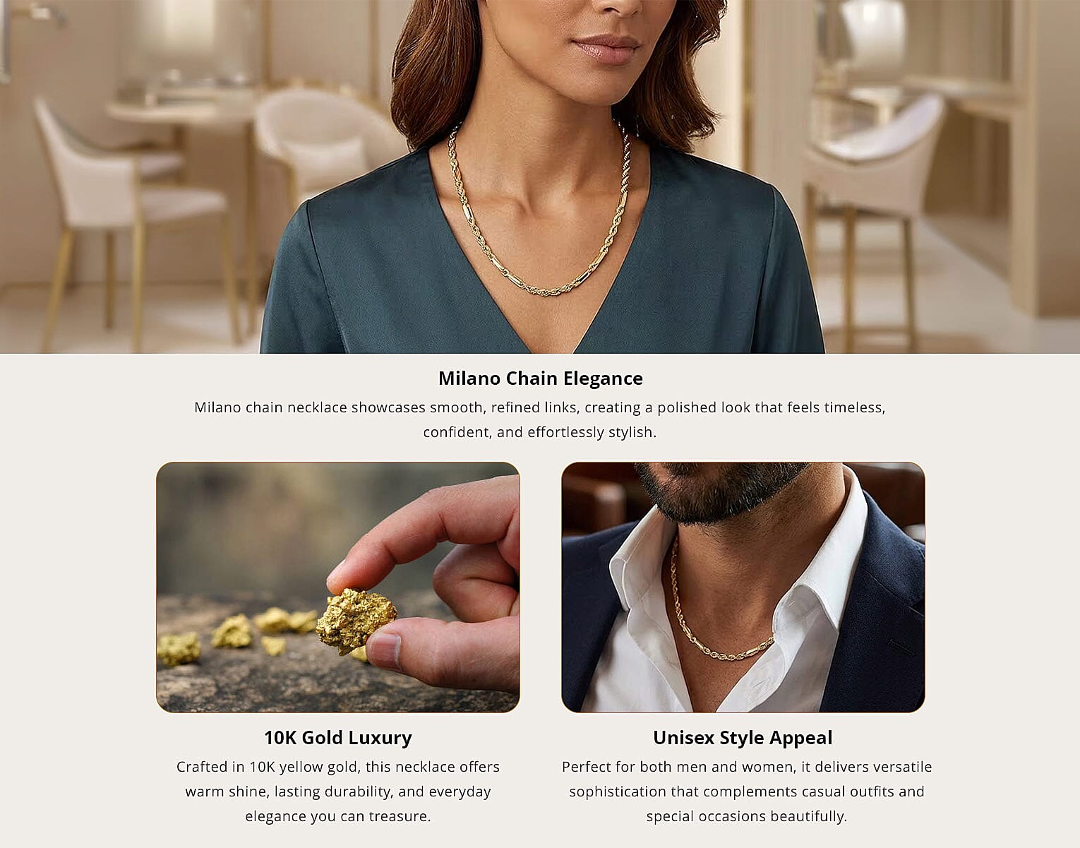 3mm Milano Chain Necklace in 10K Yellow Gold 6.2 Grams 24 Inches Banner
