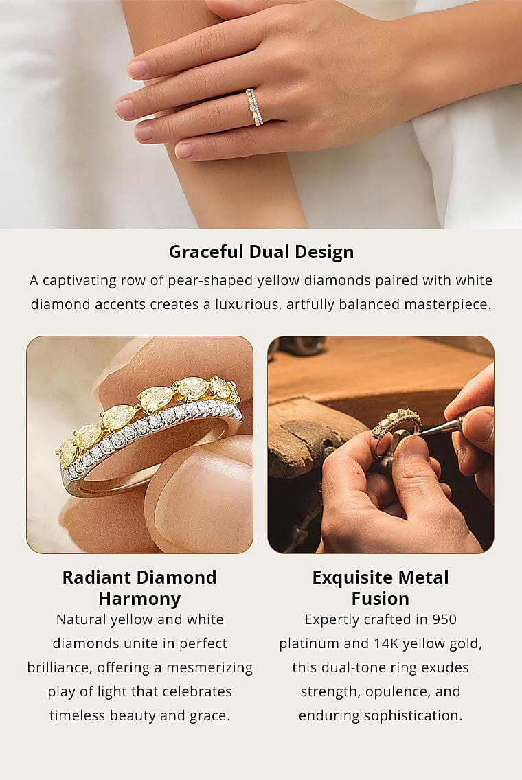 Modani Natural Yellow Diamond and White Diamond SI 0.86 ctw Ring in 950 Platinum and 14K Yellow Gold Banner