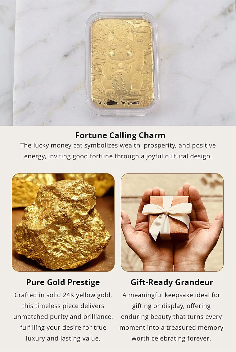 Lucy Money Cat 24k Gold Embossed Sheet 10mg Banner