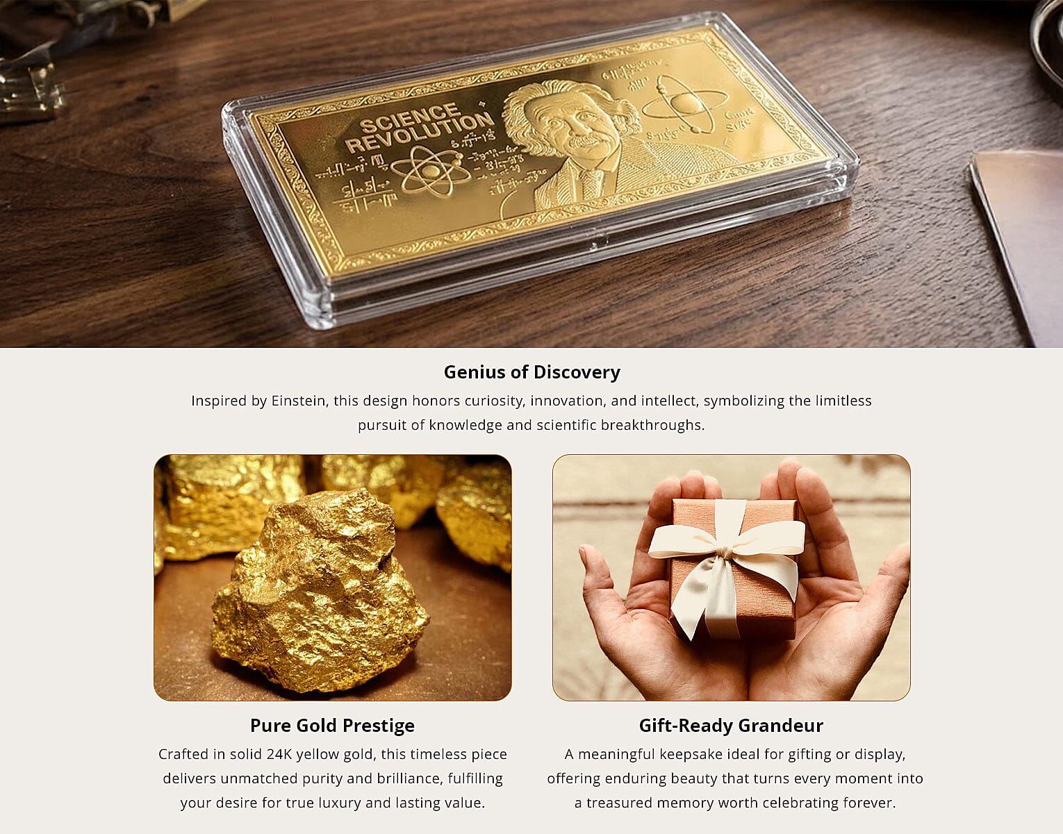 24K Gold Scientific Revolution Tribute – Spirit of Scientific Discovery Embossed Sheet (155x75mm) 100mg Banner