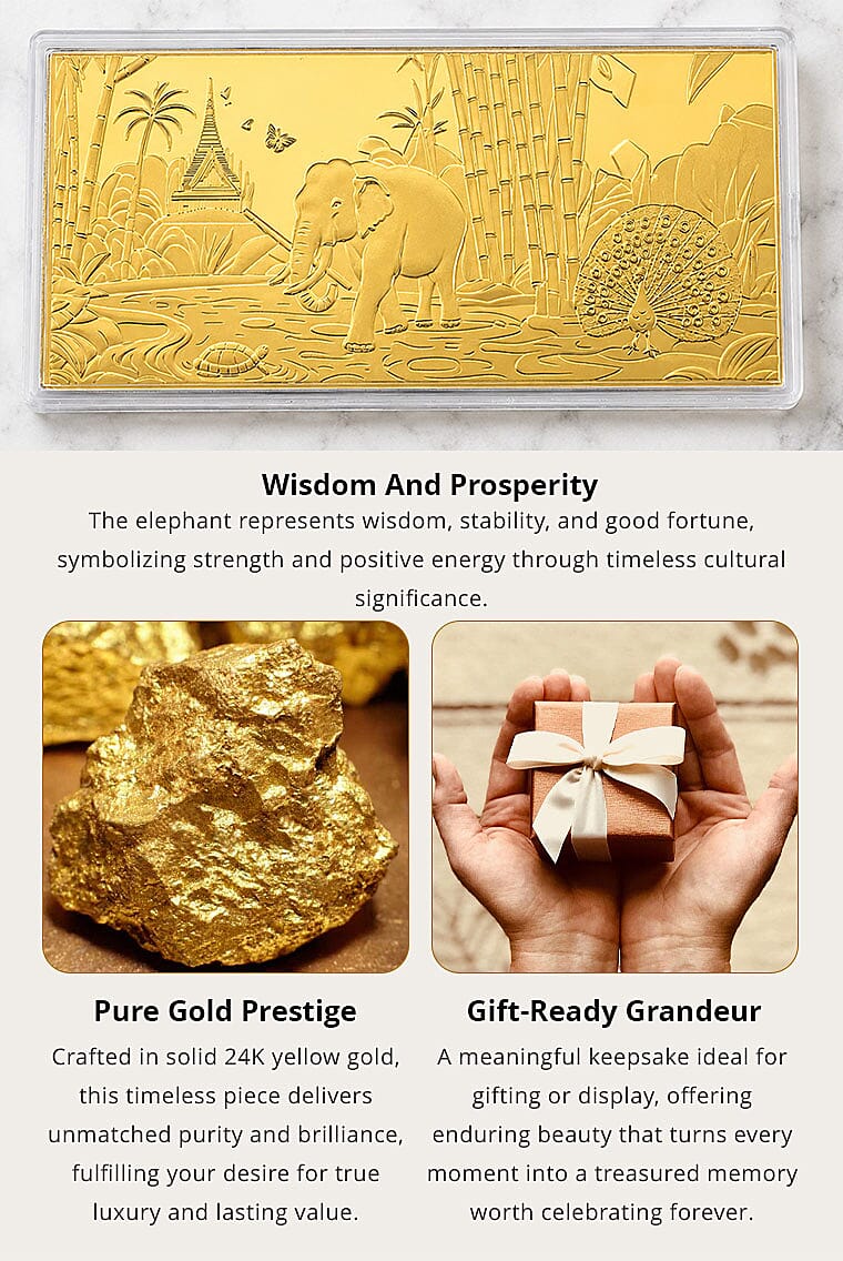 24K Yellow Gold Elephant Emboss Sheet 155x75mm (100mg) Banner