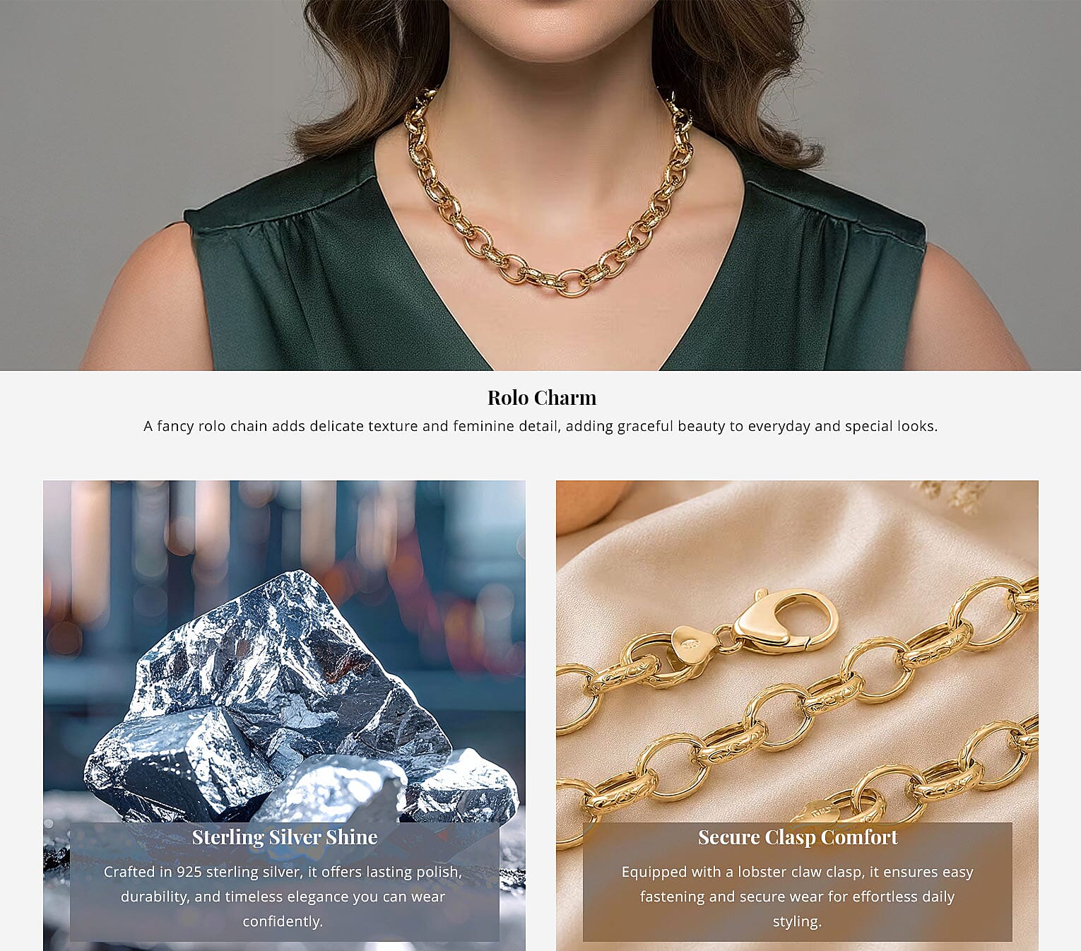 La Bella Italian Fancy Rolo Flower Chain Necklace in 14K Yellow Gold Over Sterling Silver 25.3 Grams 20-22 Inches Banner