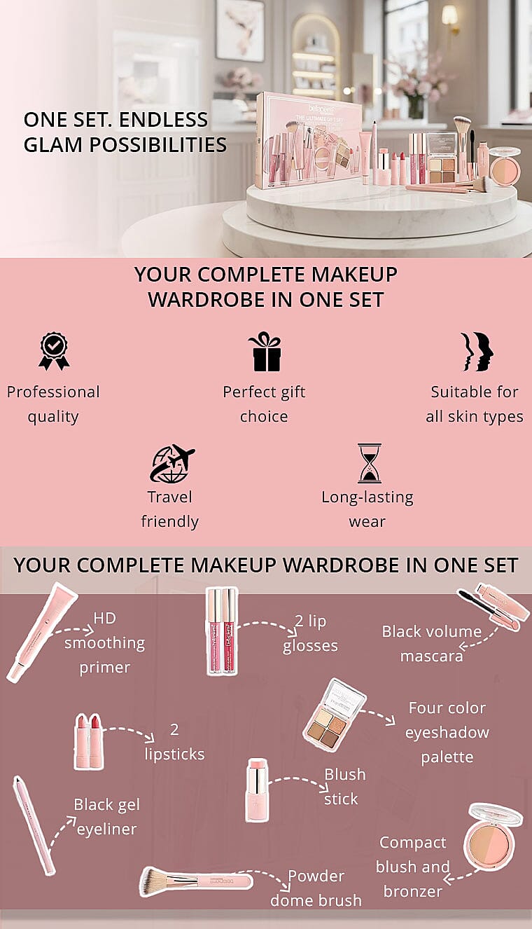 Bellapierre Nude 11pcs Ultimate Gift Set (Gloss, Lipstick, Blush, Bronzer, Palette, Primer, Mascara, Eyeliner, Brush) Banner