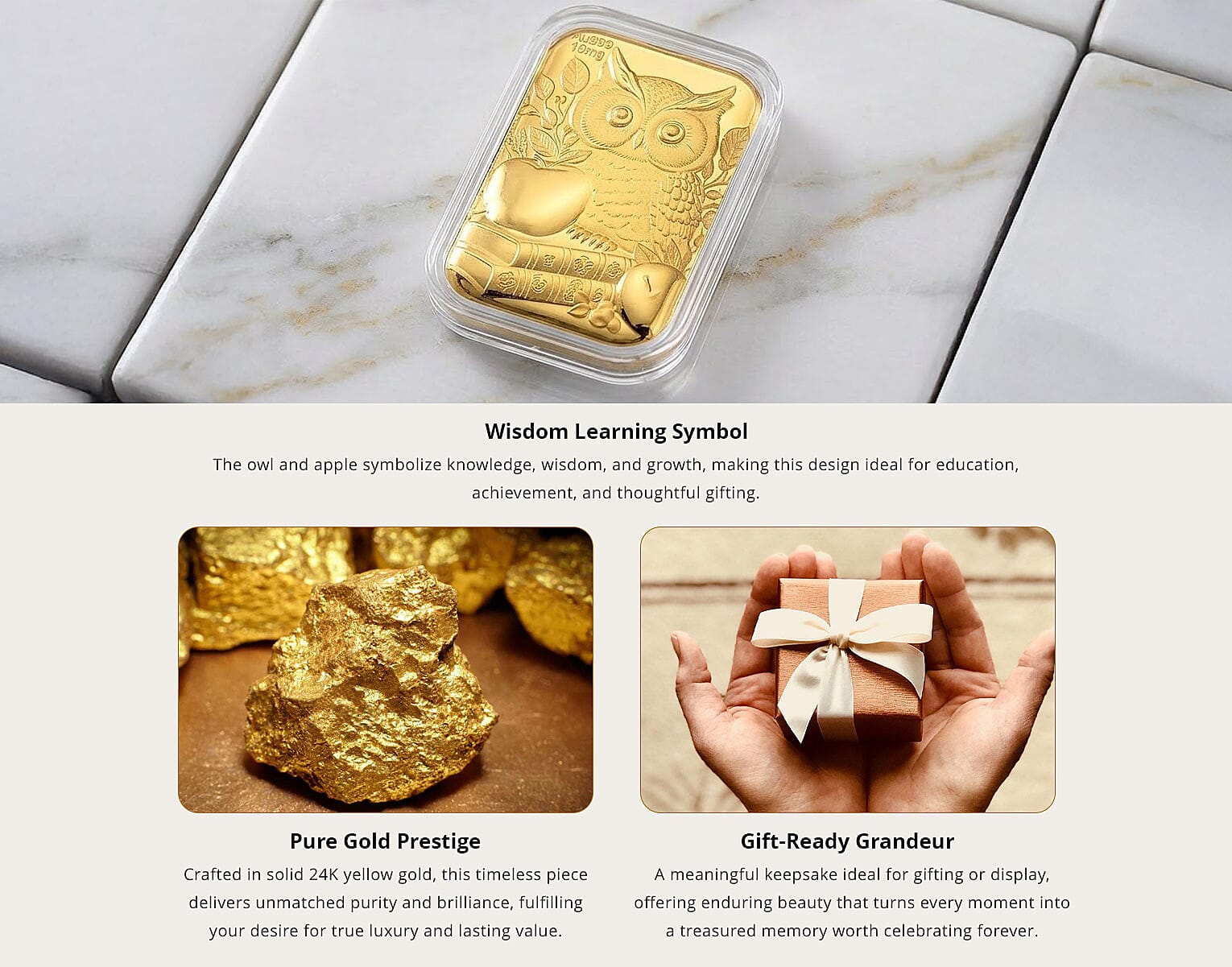 Owl and Apple 24k Gold Embossed Sheet 10mg Banner