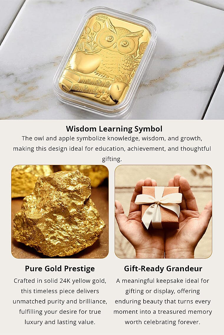 Owl and Apple 24k Gold Embossed Sheet 10mg Banner