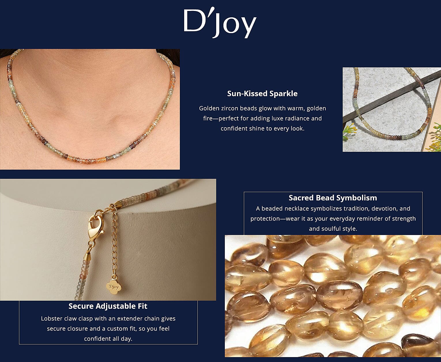 Doorbuster D'Joy Premium Golden Zircon 85.00 ctw Beaded Necklace in 18K Vermeil Yellow Gold Over Sterling Silver 18-20 Inches Banner