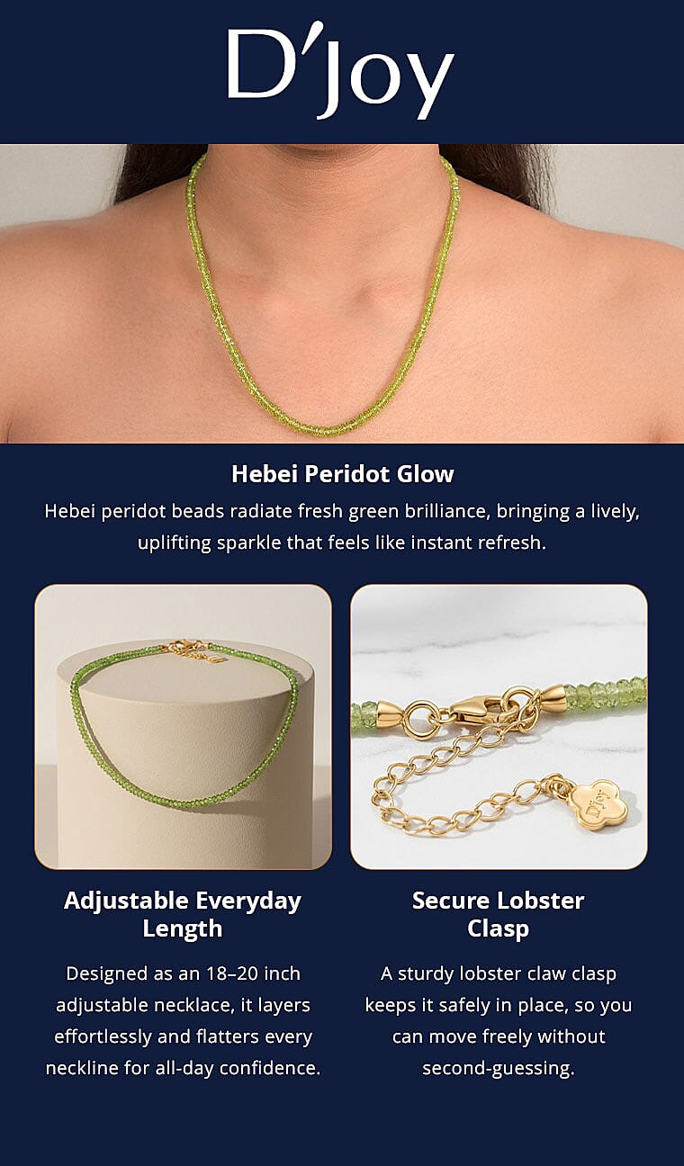 Doorbuster D'Joy Premium Hebei Peridot 75.00 ctw Beaded Necklace in 18K Vermeil Yellow Gold Over Sterling Silver 18-20 Inches Banner