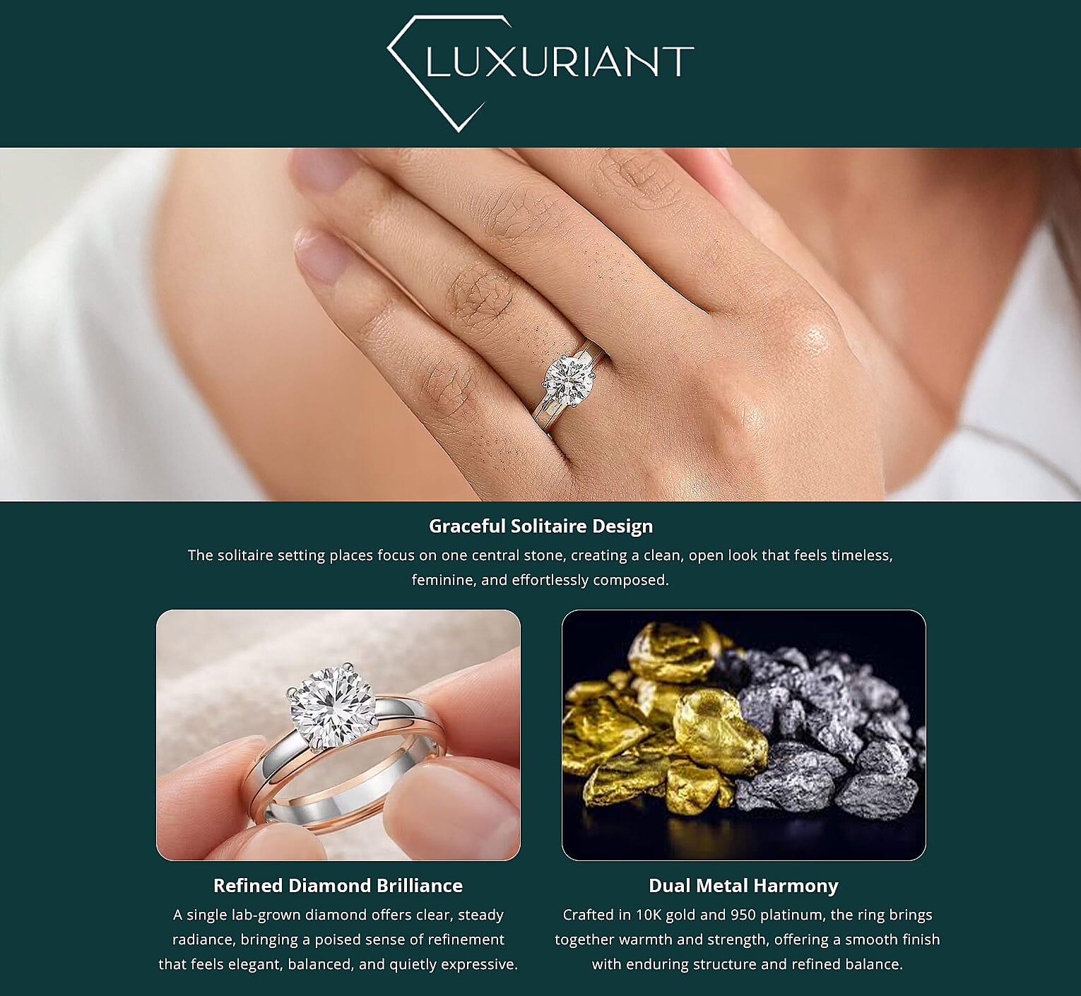 Luxuriant Lab Grown Diamond (E-F, VS) Ring in 10K Rose Gold and 950 Platinum 2.00 ctw Banner