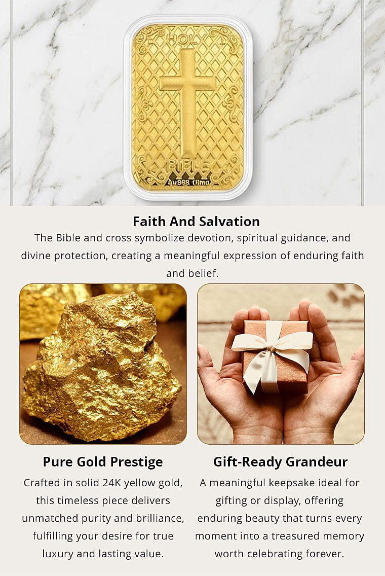Bible Cross 24k Gold Embossed Sheet 10mg Banner
