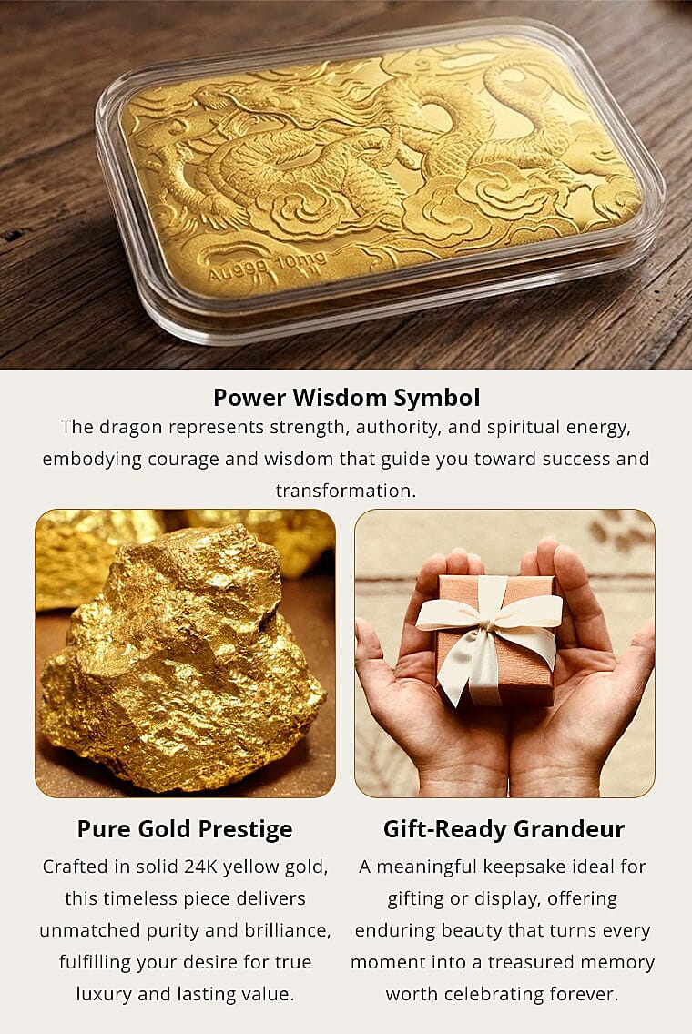 24K Golden Dragon Embossed Sheet (41x26mm) 10mg Banner