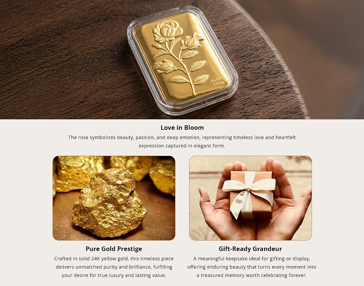 24K Golden Love Rose Emboss Sheet 31x45.5mm 10mg Banner