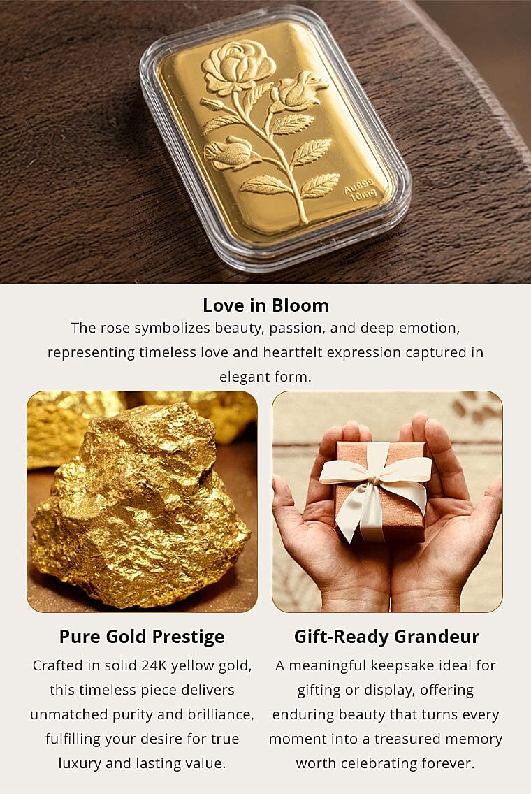 24K Golden Love Rose Emboss Sheet 31x45.5mm 10mg Banner